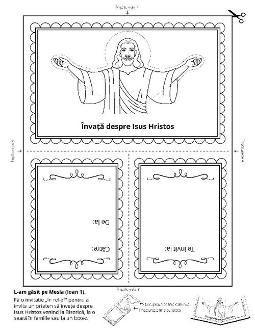 Pagină cu activități: Învață despre Isus Hristos