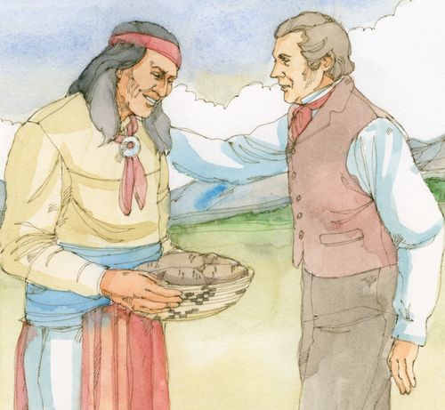 Native American sharing food