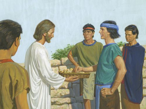 Jesus passing bread