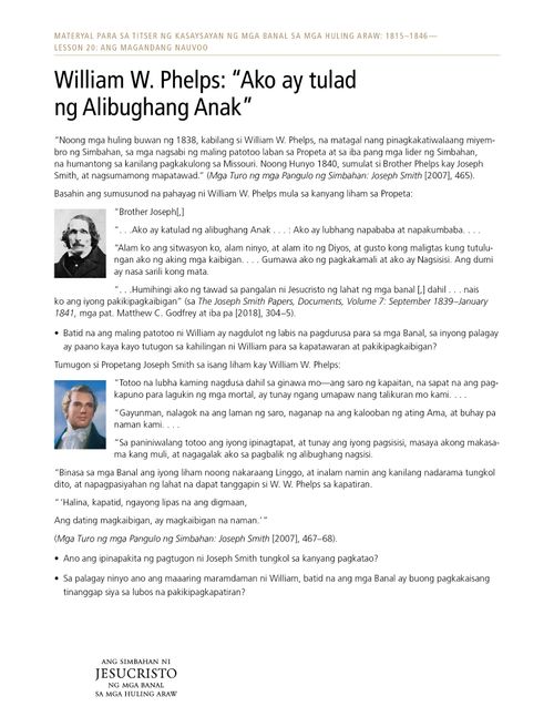 handout na William W. Phelps: “Ako ay tulad ng Alibughang Anak”