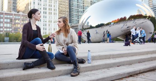 young women talking