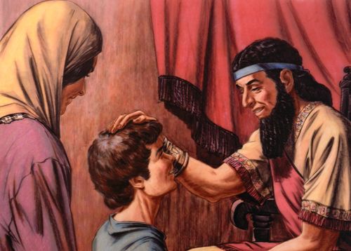 Israelite king speaking to boy