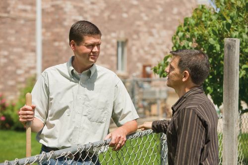 two men talking