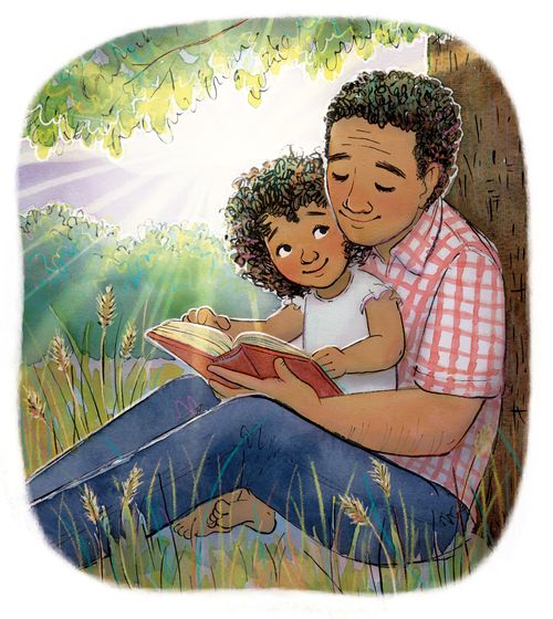 father reading to daughter