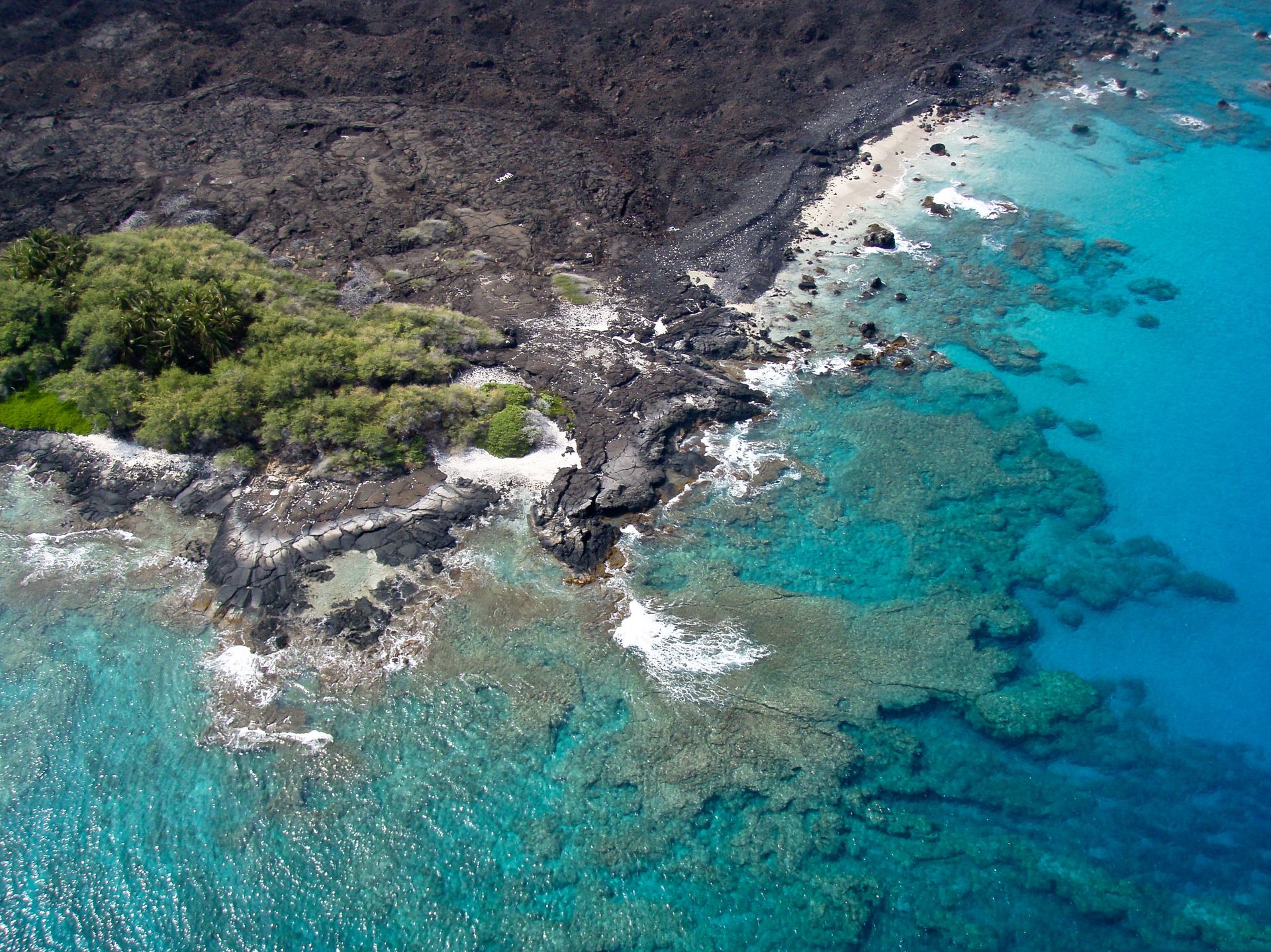 An aerial view of a Hawaii coastline.