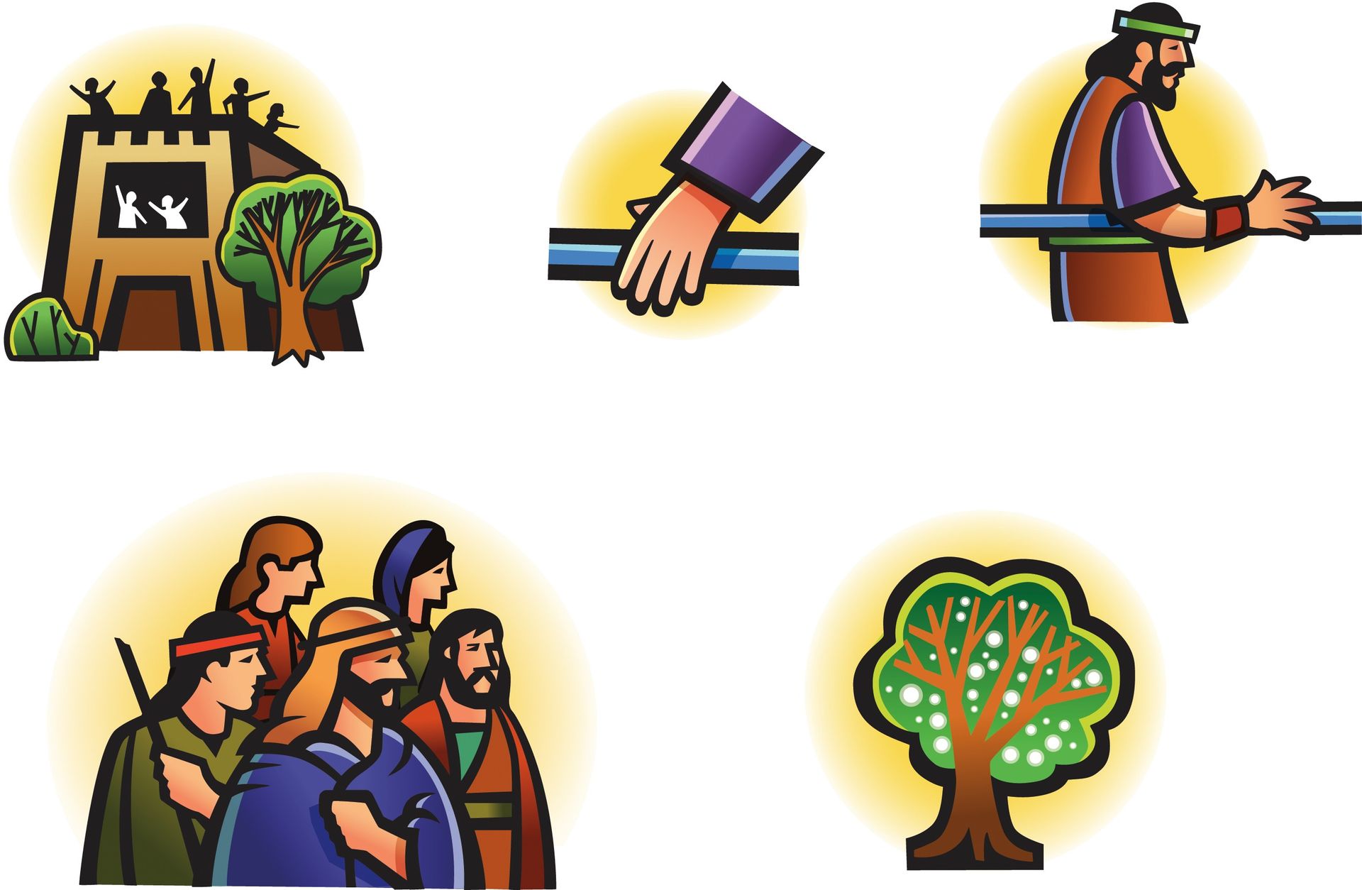 Five clip art images from Lehi’s dream.