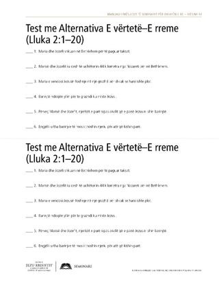 fletushkë, test me alternativa e vërtetë-e rreme