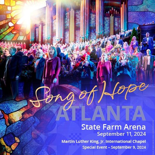 poster announcing the Tabernacle Choir will perform in Atlanta and how to get tickets