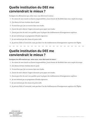 Quelle institution du DEE me conviendrait le mieux ?