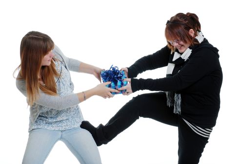 Sisters fighting over gifts