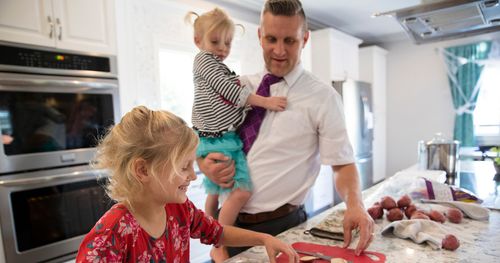 a family cooking