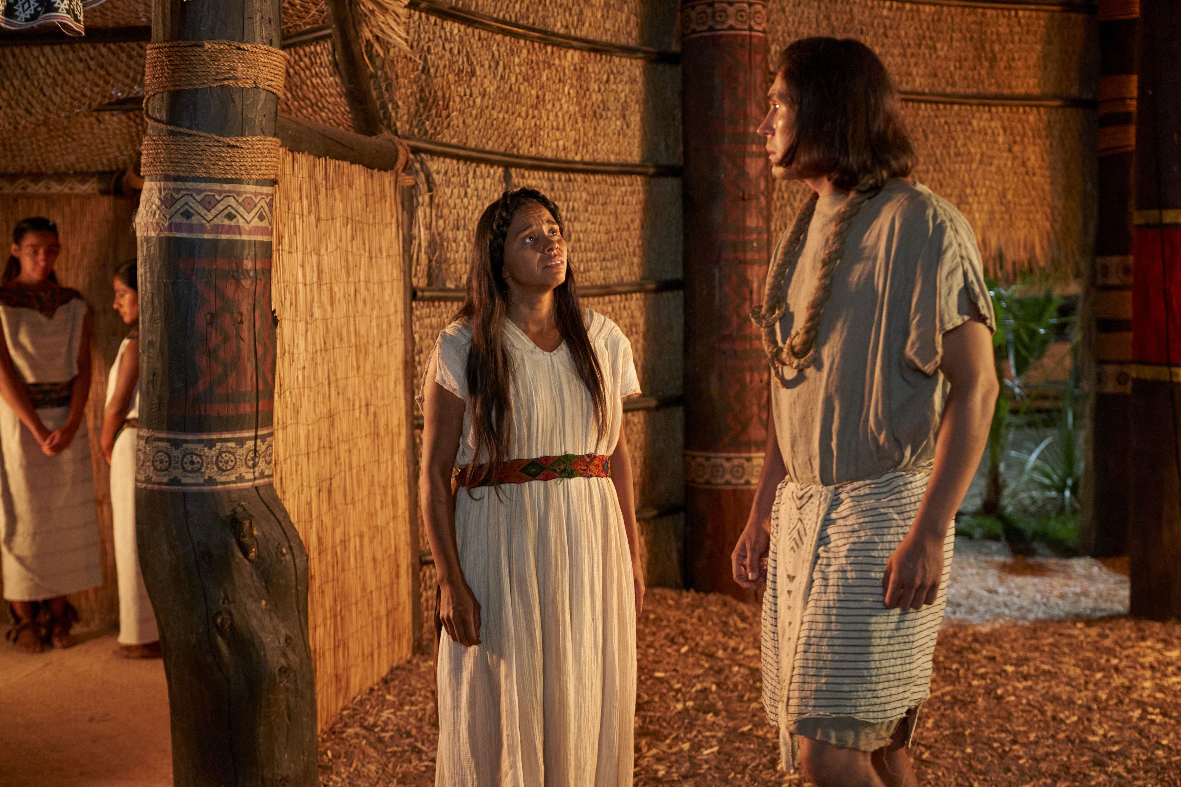 The wife of King Lamoni speaks to Ammon, son of Mosiah, in the land of Ishmael.