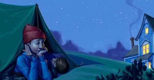 boys in tent