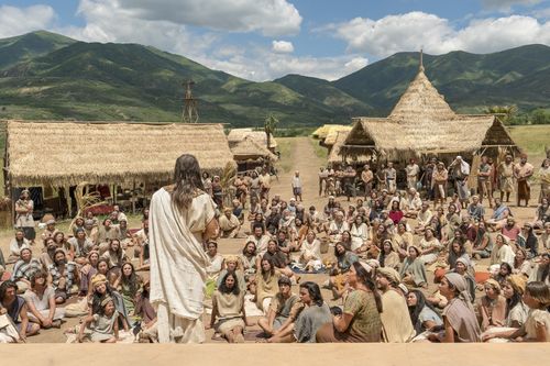 Jacob preaches to the Nephites gathered at the temple in the Land of Nephi.