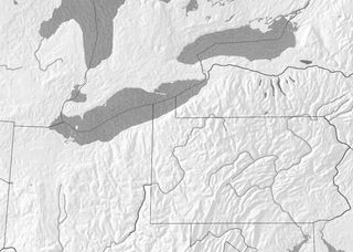 map of New York, Pennsylvania, and Ohio