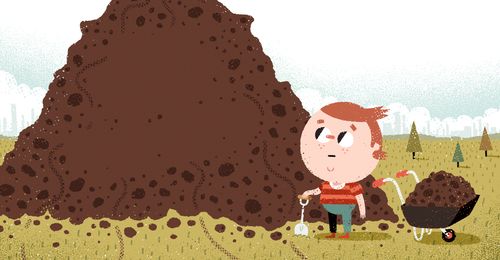 boy with dirt pile