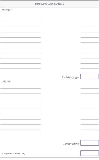 Blank formular: Min resultatopgørelse