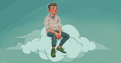 young man on a cloud