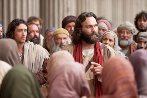 Acts 3:12–26, 4:1–3, Peter preaches of Christ to listeners