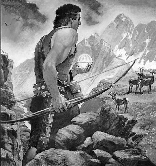 Nephi hunting with Liahona