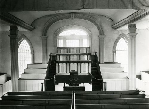 Interior of the Kirtland Temple.