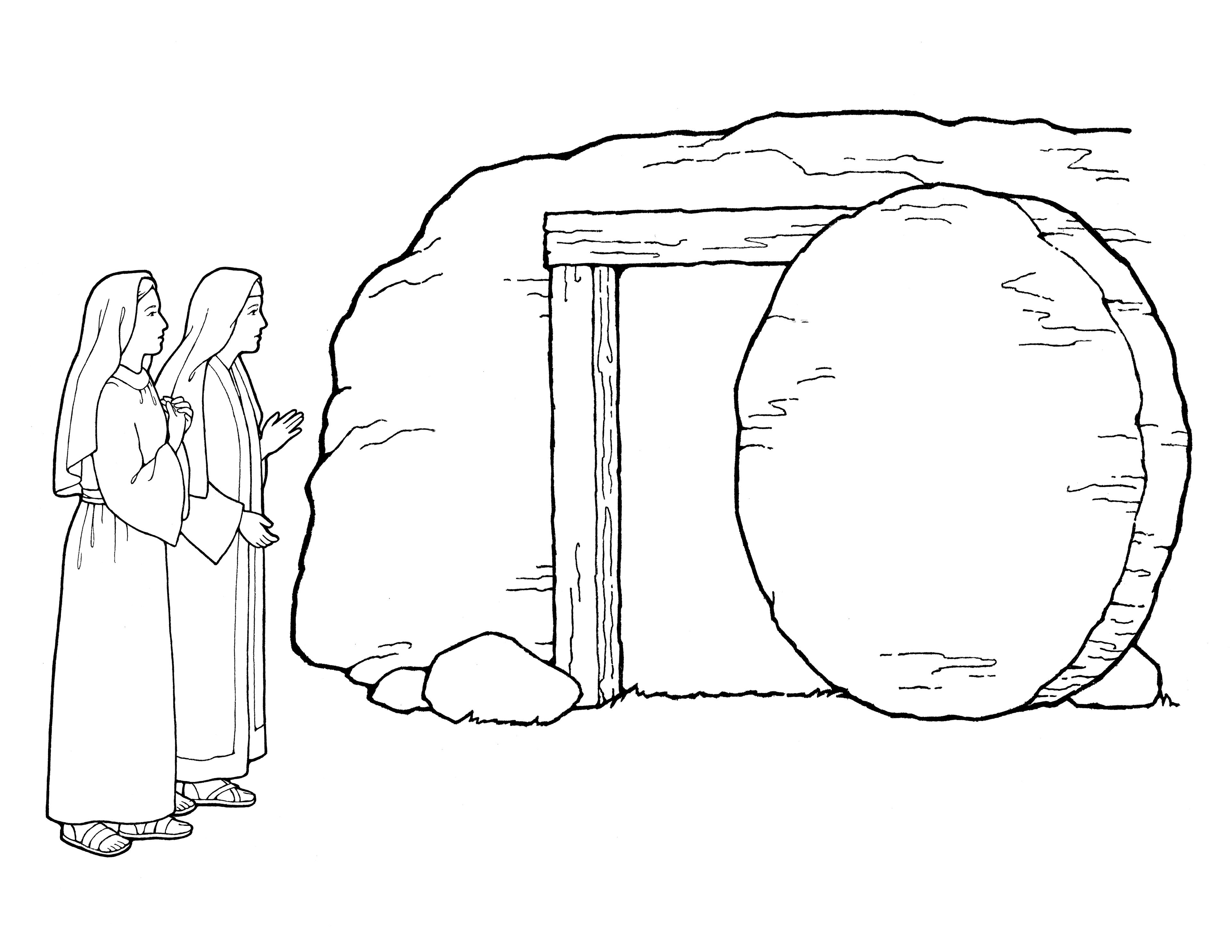 An illustration of Mary at the empty tomb.