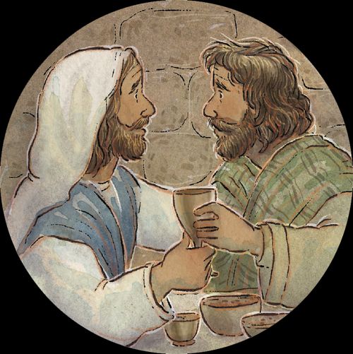 Jesus holding cup