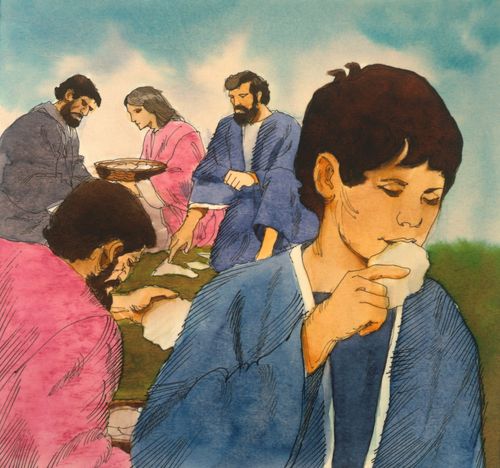 Israelite boy eating manna