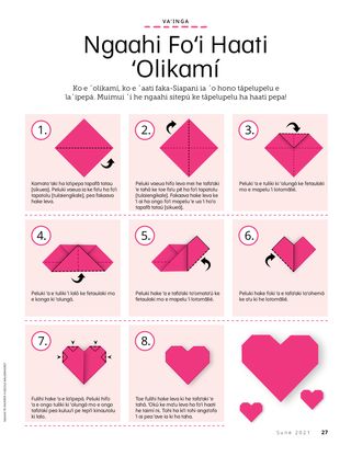 illustrated instructions for folding a paper heart