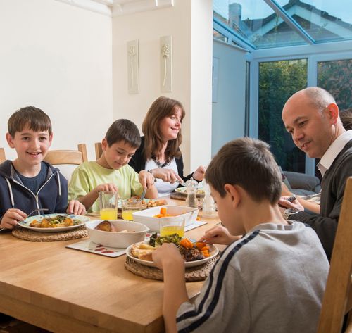 family eating dinner