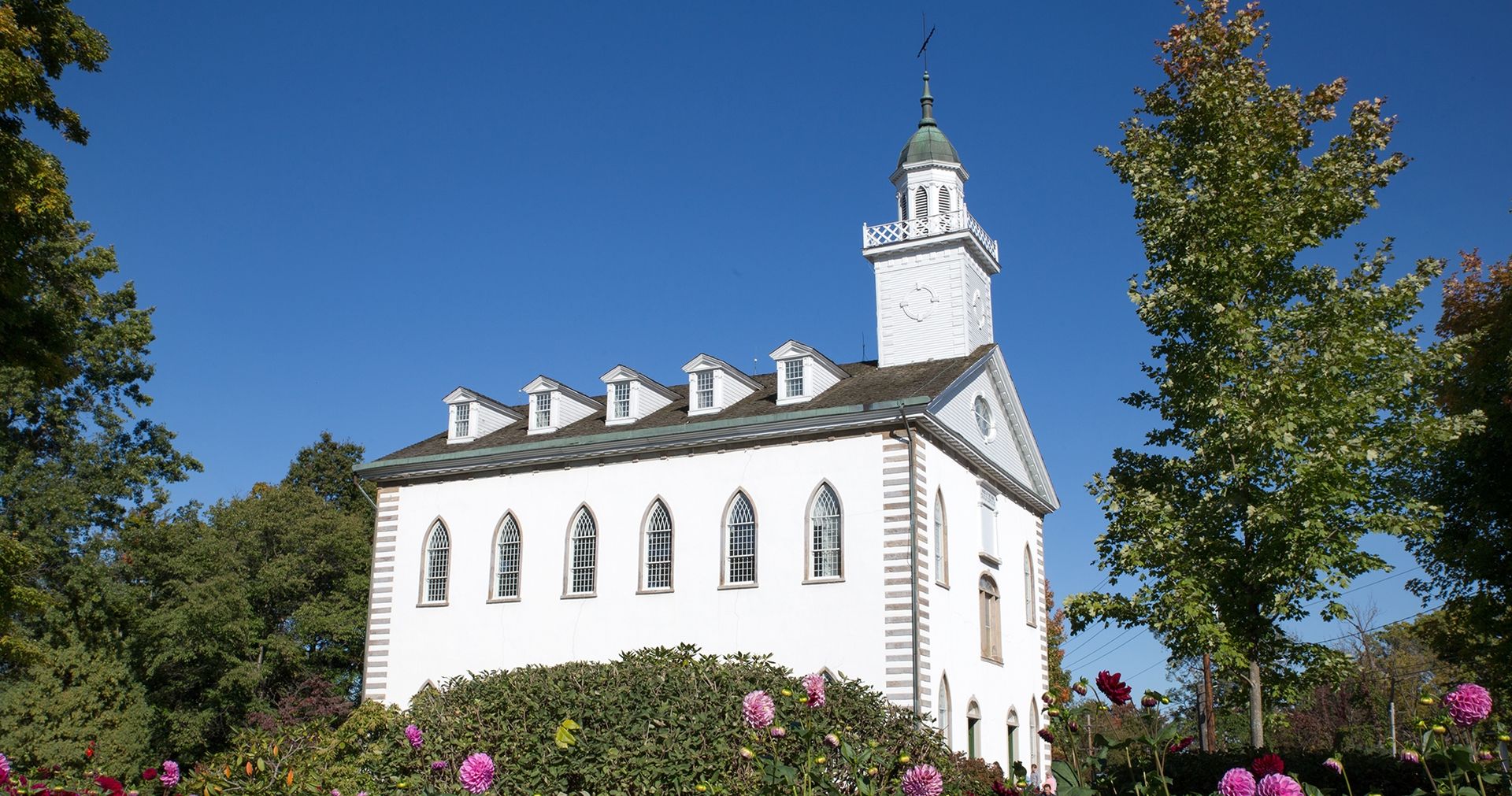 Exterior view of the Kirtland Temple.