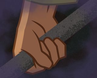 hand holding rod