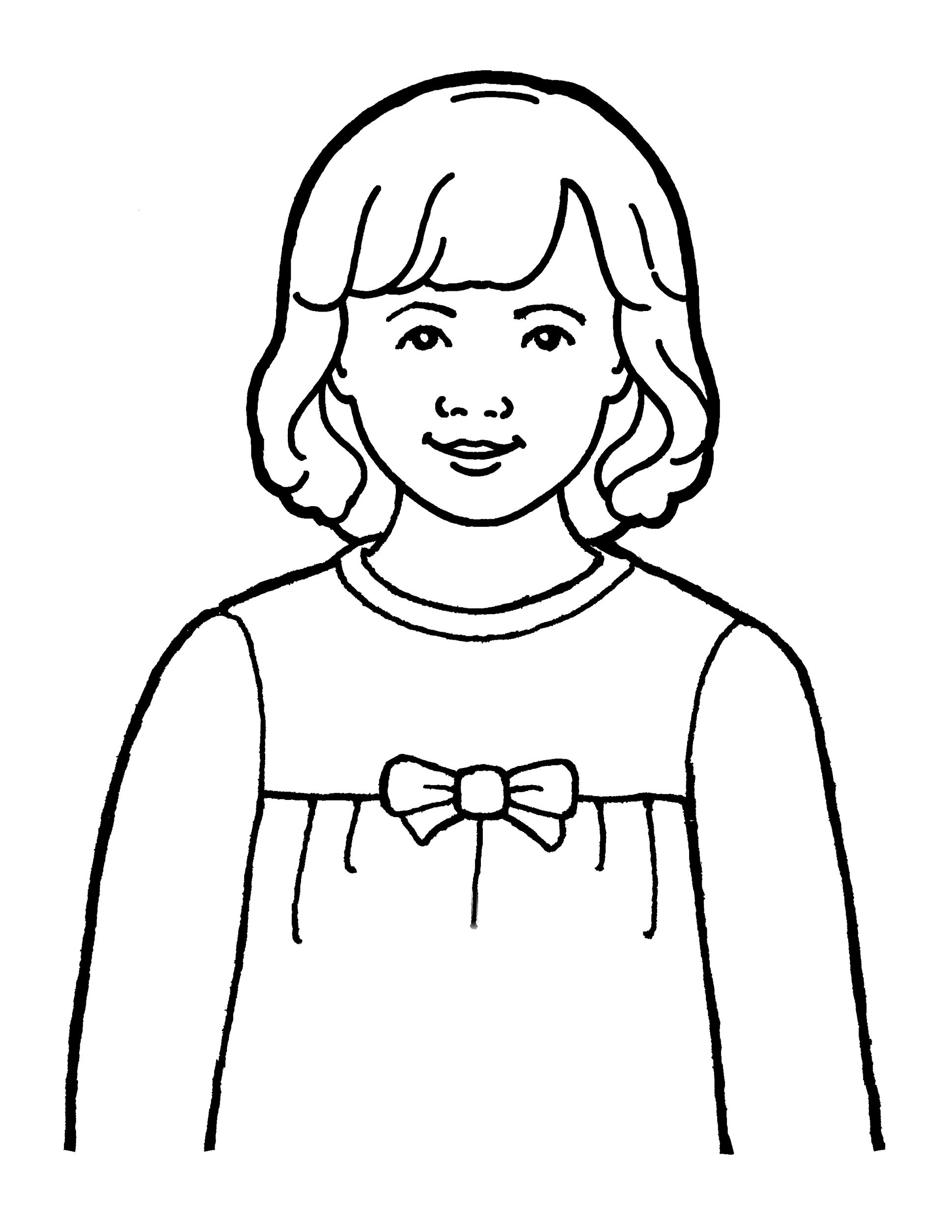 An illustration of a girl or sister, from the nursery manual Behold Your Little Ones (2008), page 59.