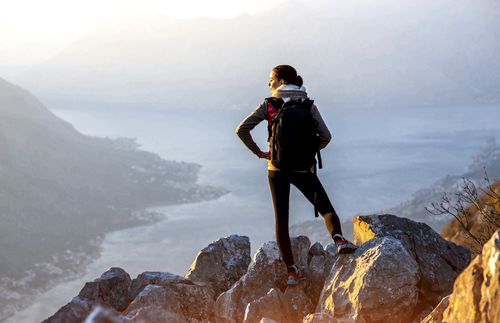 looking at the view from the top of a mountain