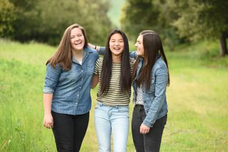 young women laughing