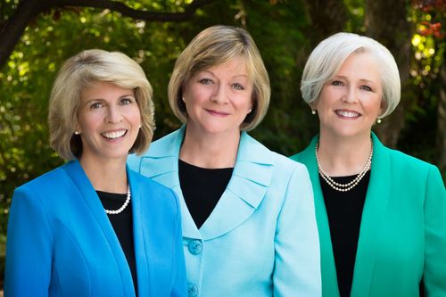 Official portrait of Bonnie Lee Green Oscarson, Carol Louise Foley McConkie, and Evelyn Neill Foote Marriott, the Young Women general presidency, 2013.  Sustained at the April 2013 general conference.