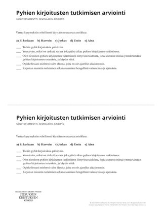 Scripture Study Evaluation handout