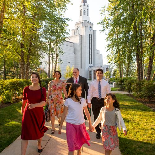 family at temple