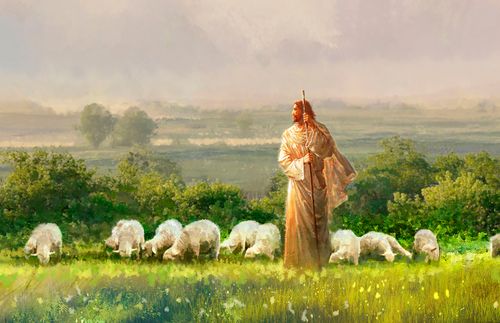 The Good Shepherd with His sheep