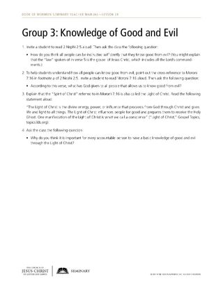 handout, group 3: knowledge of good and evil