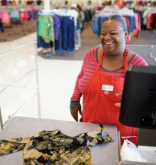 cashier in clothing store