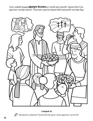 Jesus Introduced the Sacrament to the Nephites coloring page