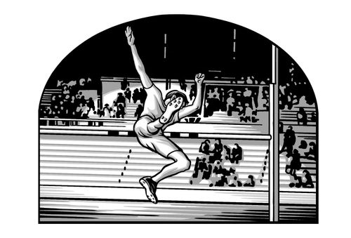 person participating in high jump event