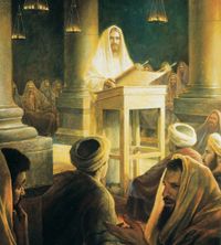 Christ teaching in synagogue