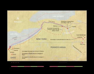 mapa ti Nueva York, Lugar ti Pennsylvania, ken lugar ti Ohio iti Estados Unidos, 1831