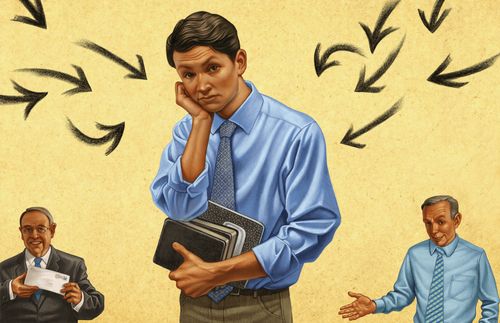 illustration of worried-looking young man