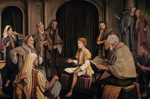 Jesus Ensinando os Anciões no Templo, de Grant Romney Clawson