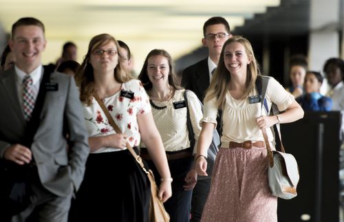 Missionaries walking