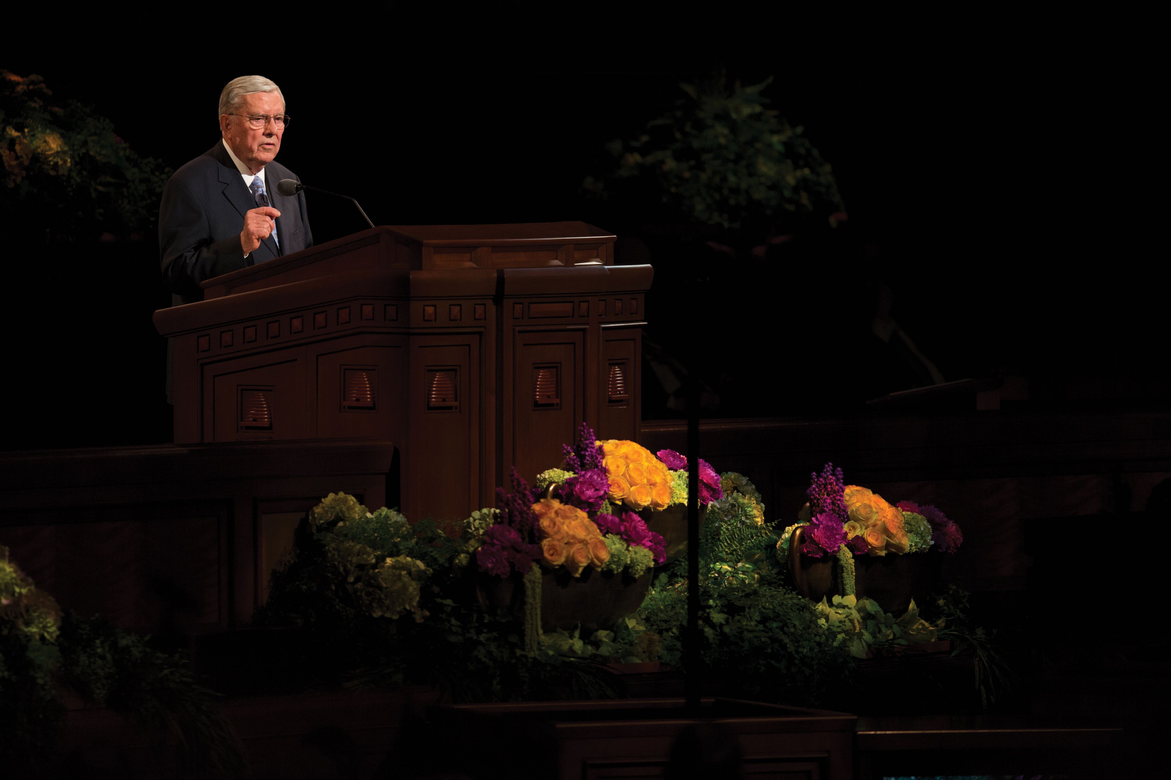 M. Russell Ballard speaking in a session of general conference.
