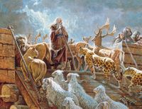 noah welcoming animals to the ark